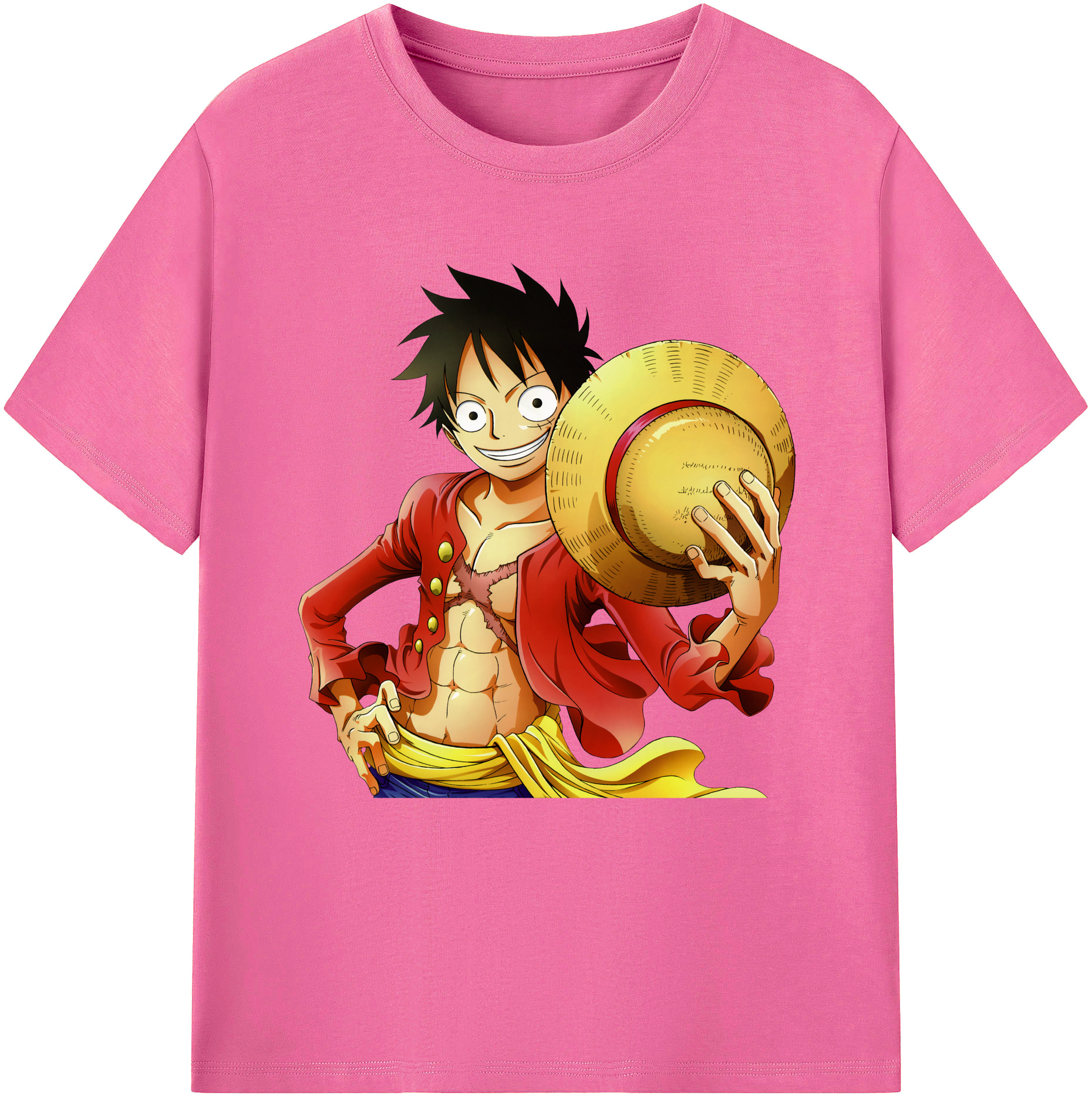 ワンピース モンキー・D・ルフィ ONE PIECE Monkey D. Luffy レディースカジュアルプリントTシャツ（綿100％）